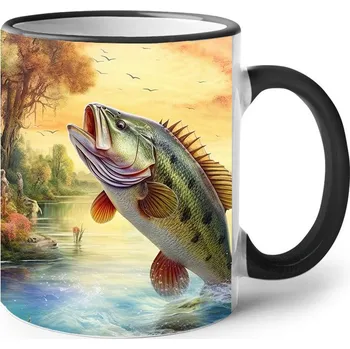 Keramický hrnek s rybou 4, Barva Černá, Velikost 330 ml, Canvas Keramický hrnek s barevným uchem Bezvatriko.cz 2726