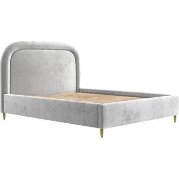 Postel Maison de Rêve Světle šedá čalouněná dvoulůžková postel MIJA 140 x 200 cm s úložným prostorem