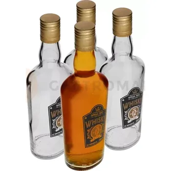 Sklenice Láhev 500 ml s uzávěrem i potiskem 2-barevná Whisky - 4 ks. | BROWIN, 631724