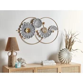 Nástěnná dekorace zlatá a šedá kovová ručně vyráběné nástěnné umění moderní styl příslušenství doplňky Beliani