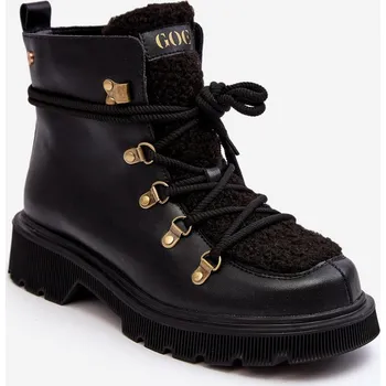 Dámské kozačky Kožené lesklé boty Trapery Dámské GOE MM2N4083 Barva: Černá, Velikost: 37