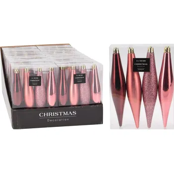 Vánoční ozdoba Mat Ozdoba vánoční RAMPOUCH 15cm RŮŽ mix (4ks)