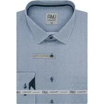 Pánská košile AMJ bavlněná, modrá kostičkovaná VDBR1391, dlouhý rukáv, regular fit, vel. 47/48