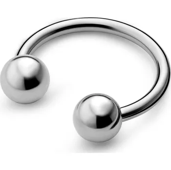 Piercing 10mm piercing podkova s kuličkami z titanu stříbrné barvy - Otsu