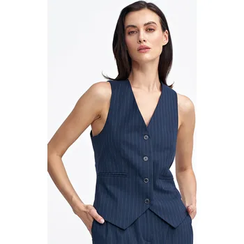 Dámská vesta Klasická vesta s proužky KA07 NIFE Barva: Tmavě Modrá, Velikost: L