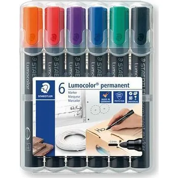STAEDTLER Permanentní popisovač Lumocolor 352, sada, 6 barev, 2 mm, kuželový hrot, STAEDTLER 352 WP6 512978
