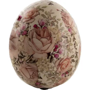 Keramické dekorační vajíčko s růžičkami Roses I – 11x14 cm