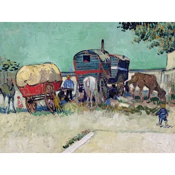 Plakát Plakát, Obraz - The Caravans, Gypsy Encampment near Arles, 1888, Vincent van Gogh