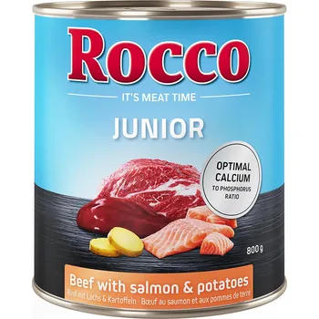 Krmivo pro psa 24x800g Rocco Junior - hovězí s lososem a bramborami