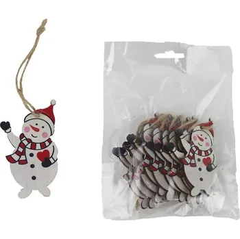 Vánoční dekorace Sněhulák k zavěšení, 10 ks D6669