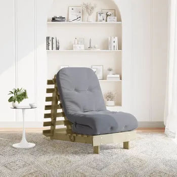 Křeslo Futonová rozkládací pohovka s matrací 60 x 206 x 11 cm borovice Hnědá 846750