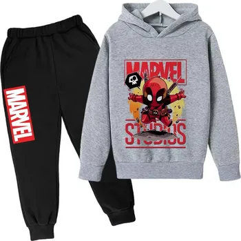 Marvel a DC Deadpool dětská tepláková souprava mix barev (potisk 3) Barva: šedá mikina – černé tepláky, Velikost: 100