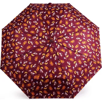 Deštník Dámský skládací vystřelovací deštník psi, barva 1 bordó sv.