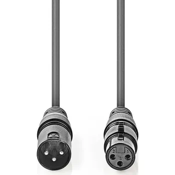 Audio kabel Nedis DMX kabel 110 Ohm XLR 3pin zástrčka - XLR 3pin zásuvka, 1 m (COTH15012GY10)