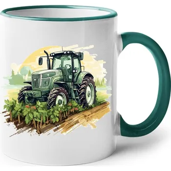 Keramický hrnek Traktor, Barva Zelená, Velikost 330 ml, Canvas Keramický hrnek s barevným uchem Bezvatriko.cz 2738
