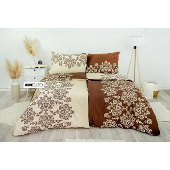 Povlečení Stanex Ložní povlečení krepové Venzel hnědý (LS157) ROZMĚR: 140x220 cm + polštář (90x70 cm)