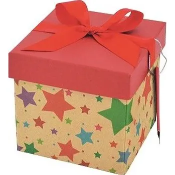 Dárková krabička Dárková krabička skládací s mašlí vánoční XS 10x10x10 cm