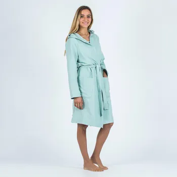Dámský župan DECATHLON Dámský koupací župan 500 z mikrovlákna XL MODRÁ|ZELENÁ