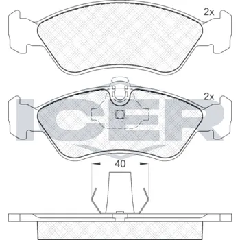 Brzdová destička Sada brzdových destiček, kotoučová brzda ICER 181152