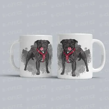 Hrnek Černý Americký stafordšírský teriér - Bílá