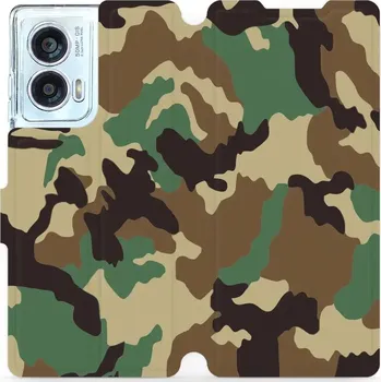 Pouzdro na mobilní telefon Flipové pouzdro Mobiwear - Motorola Edge 50 Fusion - V111P Maskáče (Knížkové flip pouzdro, obal, kryt na mobil Motorola Edge 50 Fusion - V111P Maskáče, materiál Umělá kůže + TPU - ochrana 360°, stojánek, silikonová vanička, magnetické zavírání)