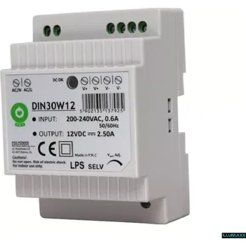 spínaný zdroj Napájecí zdroj POS DIN30W12, 12V 2,5A 30W IP20 (spínaný napěťový zdroj AC/DC)