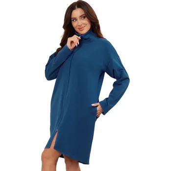 Dámské noční prádlo Dámský župan na zip Italian Fashion Grafi Modrý XXL Modrá