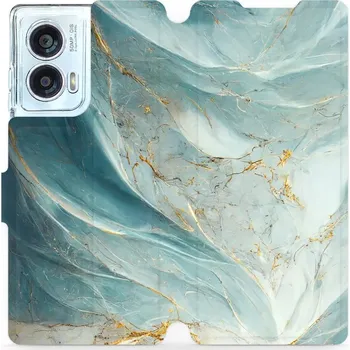 Pouzdro na mobilní telefon Flipové pouzdro Mobiwear - Motorola Edge 50 Fusion - VP34S Zelenkavý a zlatavý mramor (Knížkové flip pouzdro, obal, kryt na mobil Motorola Edge 50 Fusion - VP34S Zelenkavý a zlatavý mramor, materiál Umělá kůže + TPU - ochrana 360°, stojánek, silikonová)