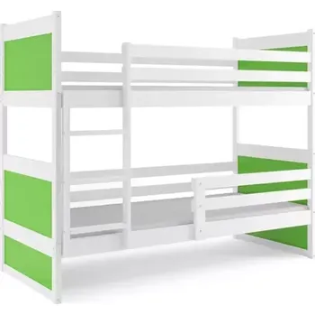 BMS GROUP Dětská patrová postel Rico - 2 osoby, 80x190 bez úložného prostoru bez matrace – Bílá, Zelená