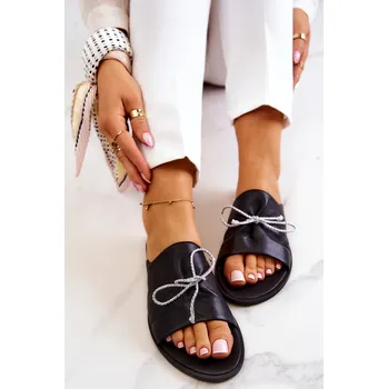 Dámské pantofle Kožené Dámské pantofle Nicole 2659/004 a Barva: Černá, Velikost: 35