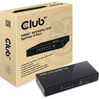 Kabel do PC Club3D Video splitter 1:4 HDMI 2.0 4K60Hz UHD, 4 porty