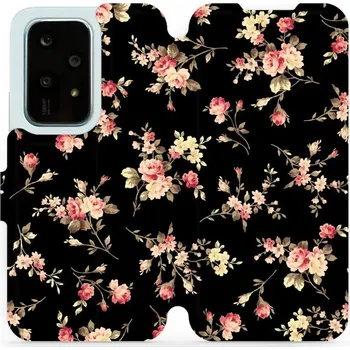 Pouzdro na mobilní telefon Flipové pouzdro Mobiwear - Honor 200 Lite - VD02S Květy na černé (Knížkové flip pouzdro, obal, kryt na mobil Honor 200 Lite - VD02S Květy na černé, materiál Umělá kůže + TPU - ochrana 360°, stojánek, silikonová vanička, magnetické zavírání)