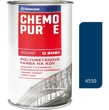 barva na kov Chemolak CHEMOPUR E U 2081 vrchní polyuretanová dvousložková lesklá barva na kov 0.8 l 4550 - Návěstní modrá