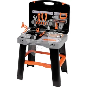 Dětská dílna Pracovní dílna v kufříku 2v1 Bricolo Smart Workbench Black&Decker Smoby rozkládací pracovní stůl s nářadím 30 doplňků
