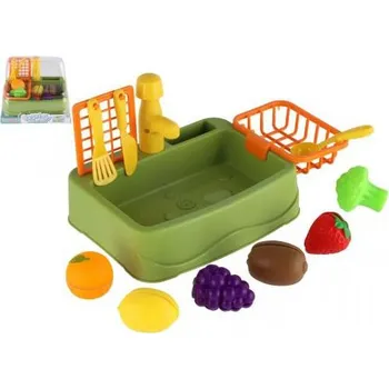 Dětský spotřebič Teddies Dřez na mytí nádobí plast 18x12 cm s ovocem