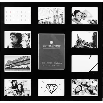 Rám na obraz Nástěnný fotorámeček na 11 fotografií, černý, Atmosphera