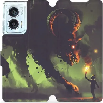 Pouzdro na mobilní telefon Flipové pouzdro Mobiwear - Motorola Edge 50 Fusion - VA08P Příšera a kluk s pochodní (Knížkové flip pouzdro, obal, kryt na mobil Motorola Edge 50 Fusion - VA08P Příšera a kluk s pochodní, materiál Umělá kůže + TPU - ochrana 360°, stojánek, silikonová)