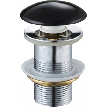 sítko a zátka do dřezu Mexen uzavíratelná umyvadlová výpusť kulatý, ClickClack, velká zátka, bez přepadu, Černá keramická, 79910-75