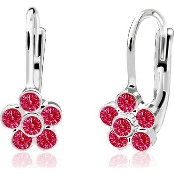 Náušnice Emmy’s | Dívčí náušnice pomněnky | EM 70614 | z bílého zlata s kamínky červenými | zapínání klapka