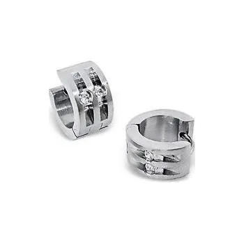 Náušnice Prosperk Náušnice kroužky ocelové s kamínky S4853