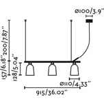 FARO BARCELONA Závěsná lampa Studio, růžová, decentralizovaná, délka 91 cm, 3 světla. - Ø stříšky 10 cm; stínítko - Ø 11 cm, délka 12,8 cm růžová, černá 3 x 8 W LED - Doprava zdarma