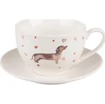 Porcelánový šálek s podšálkem s jezevčíkem Dachshund Love – 12x9x6 cm