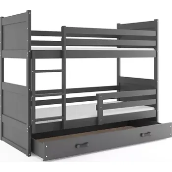 BMS GROUP Dětská patrová postel Rico - 2 osoby, 80x160 s úložným prostorem bez matrace – Grafit, Grafit, Grafit