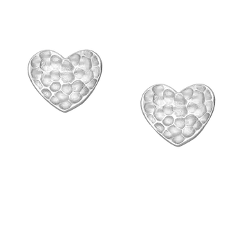Náušnice Prstýnkárna SUE Stříbrné náušnice - puzetky, tepané Srdíčko AG925 ≤ 0,6 g