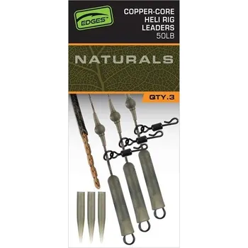 FOX - Montáž Edges Naturals Copper Core Heli Rig Leaders 75 cm 3 ks