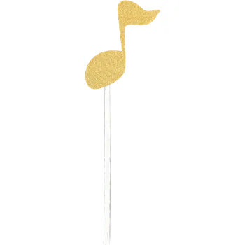 Jedlá dekorace na dort Zápich do dortu - Nota osminová - Zlatá