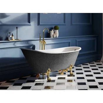 Vana Vana OLAYA Glam 160x68 cm volně stojící oválná univerzální grafitová+bílá nožičky chrom VANOLA160CG3