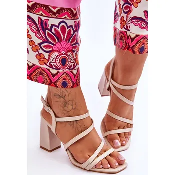 Dámské sandále kožené sandály na podpatku Florentina Barva: Béžová, Velikost: 41