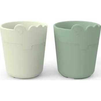 dětská jídelní sada DONE BY DEER Kiddish mini hrneček Croco 2ks - zelený - VÝPRODEJ DVOREČEK