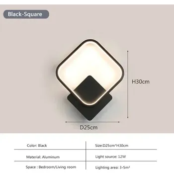 Nástěnné svítidlo Nástěnné svítidlo | nástěnné světlo do chodby, obývacího pokoje atp. - Čtvercová černá,3500K - 5500K